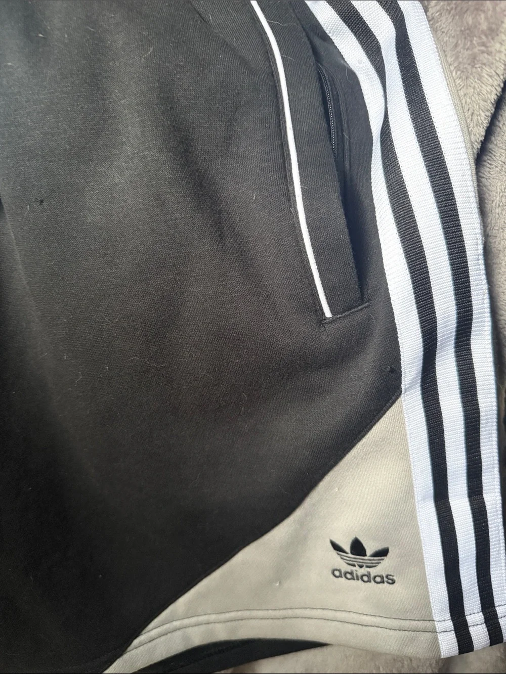 adidas Black and Gray Athletic Shorts with Three Stripes